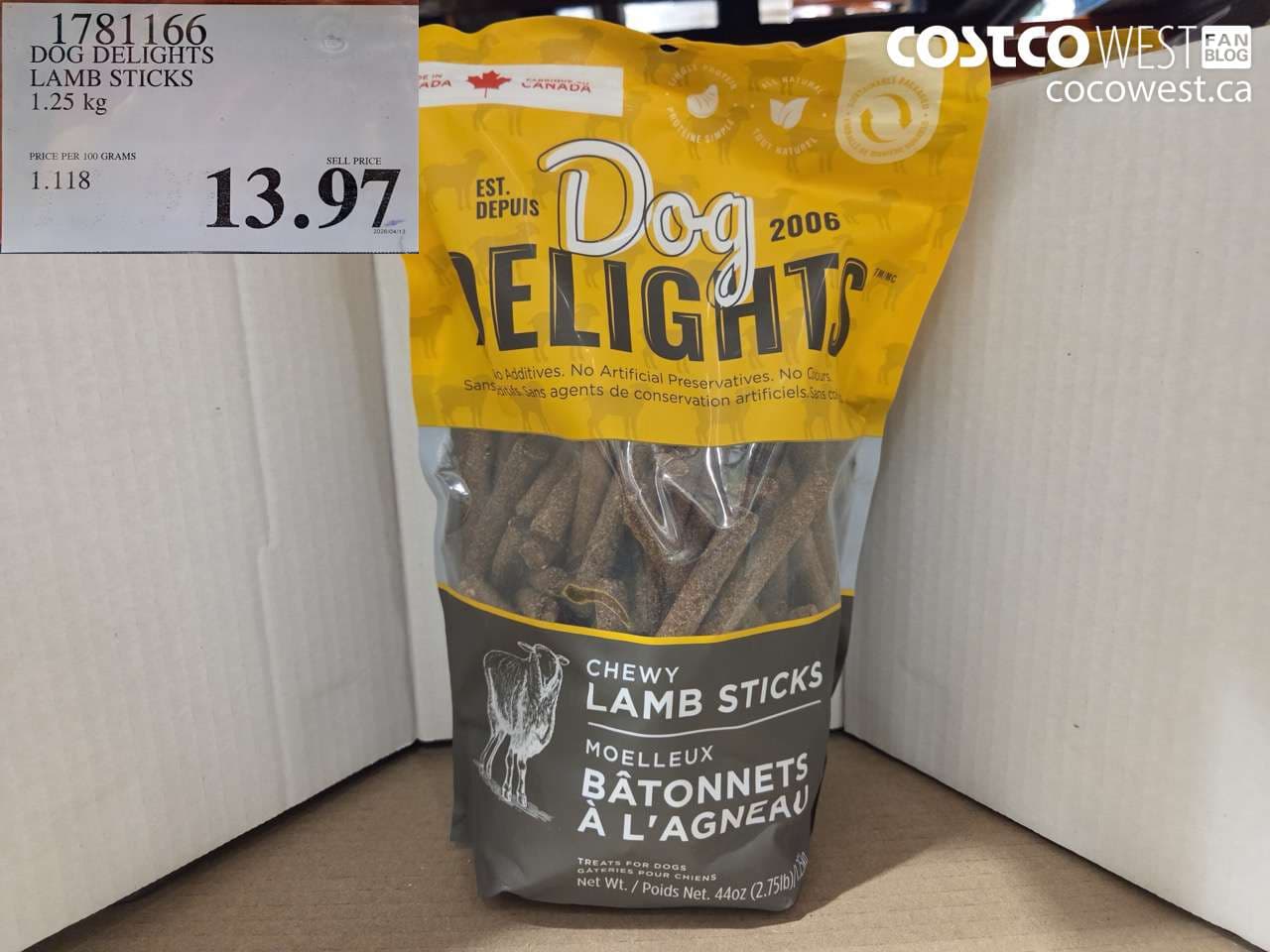 dog delights lamb sticks 125kg