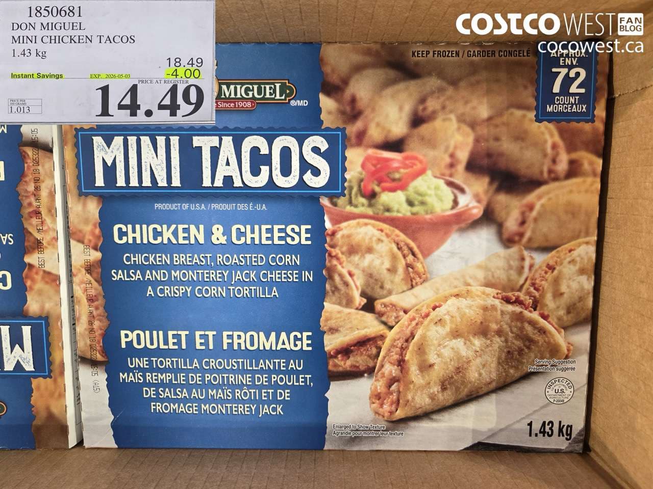 DON MIGUEL MINI CHICKEN TACOS 1.43KG