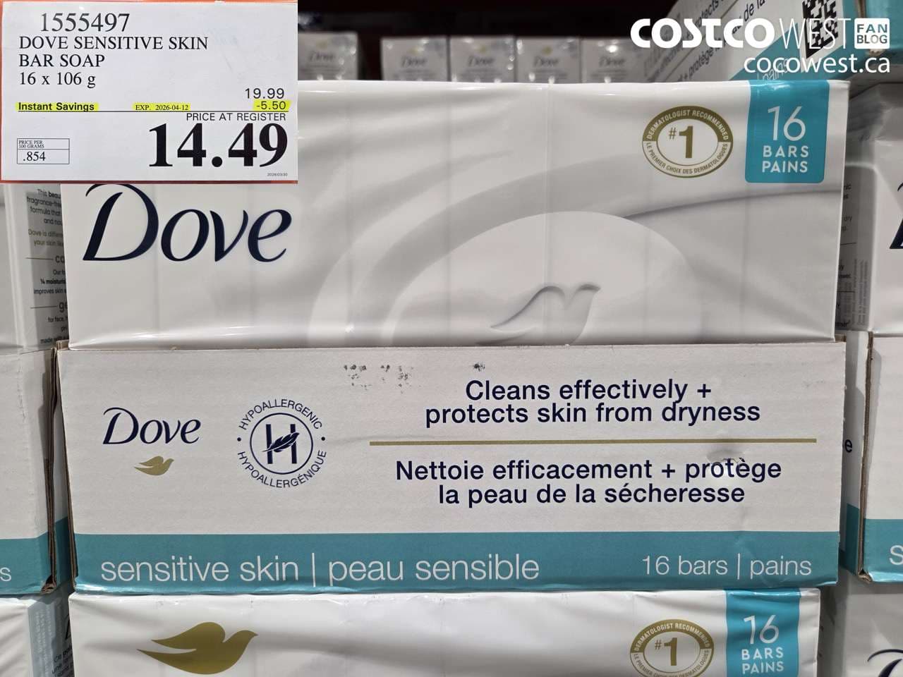 dove sensitive skin bar soap 16 x 106 g