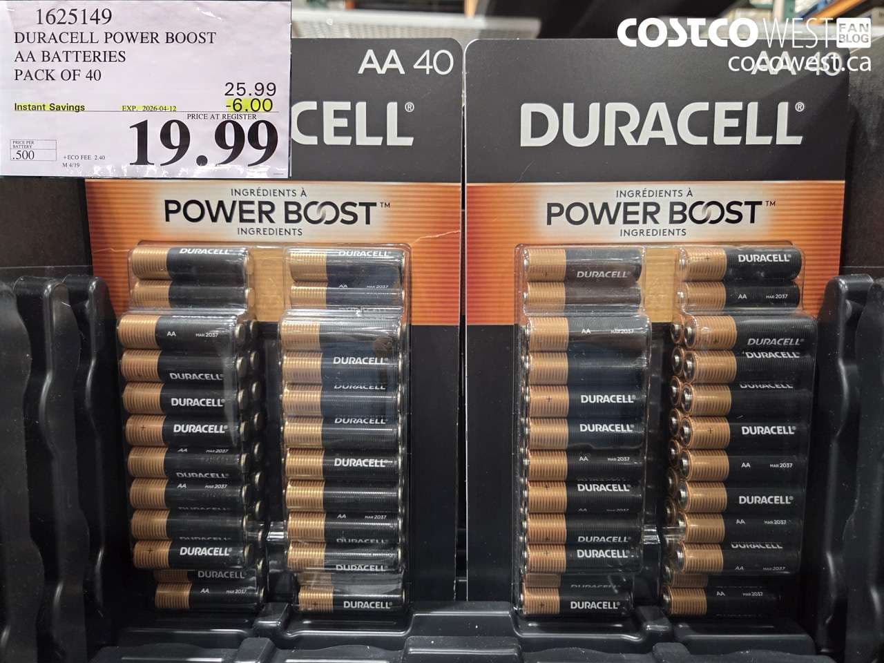 duracell power boost aa batteries pack of 40