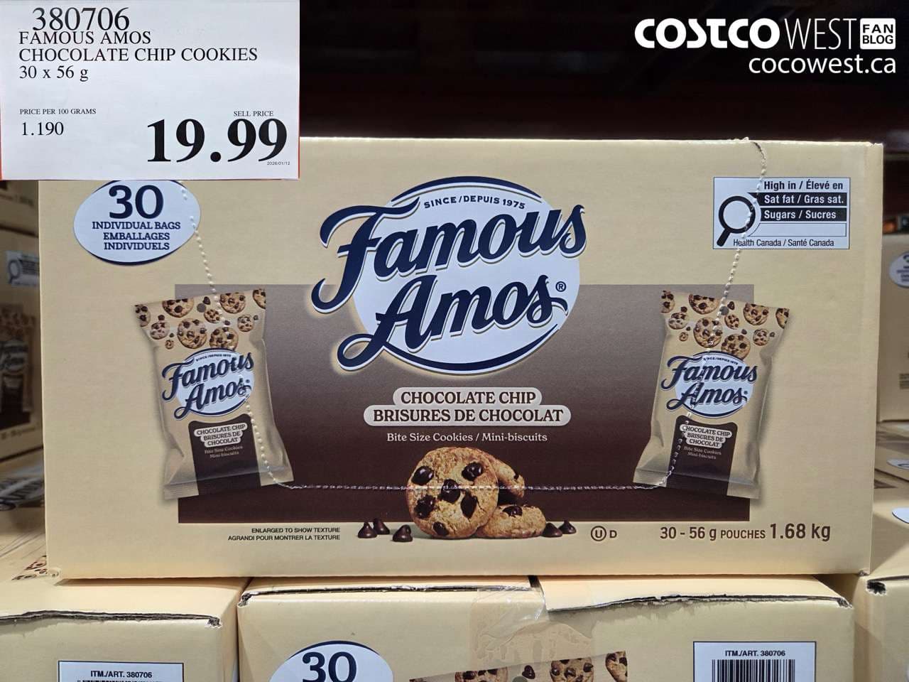 FAMOUS AMOS CHOCOLATE CHIP COOKIES 30 X 56G