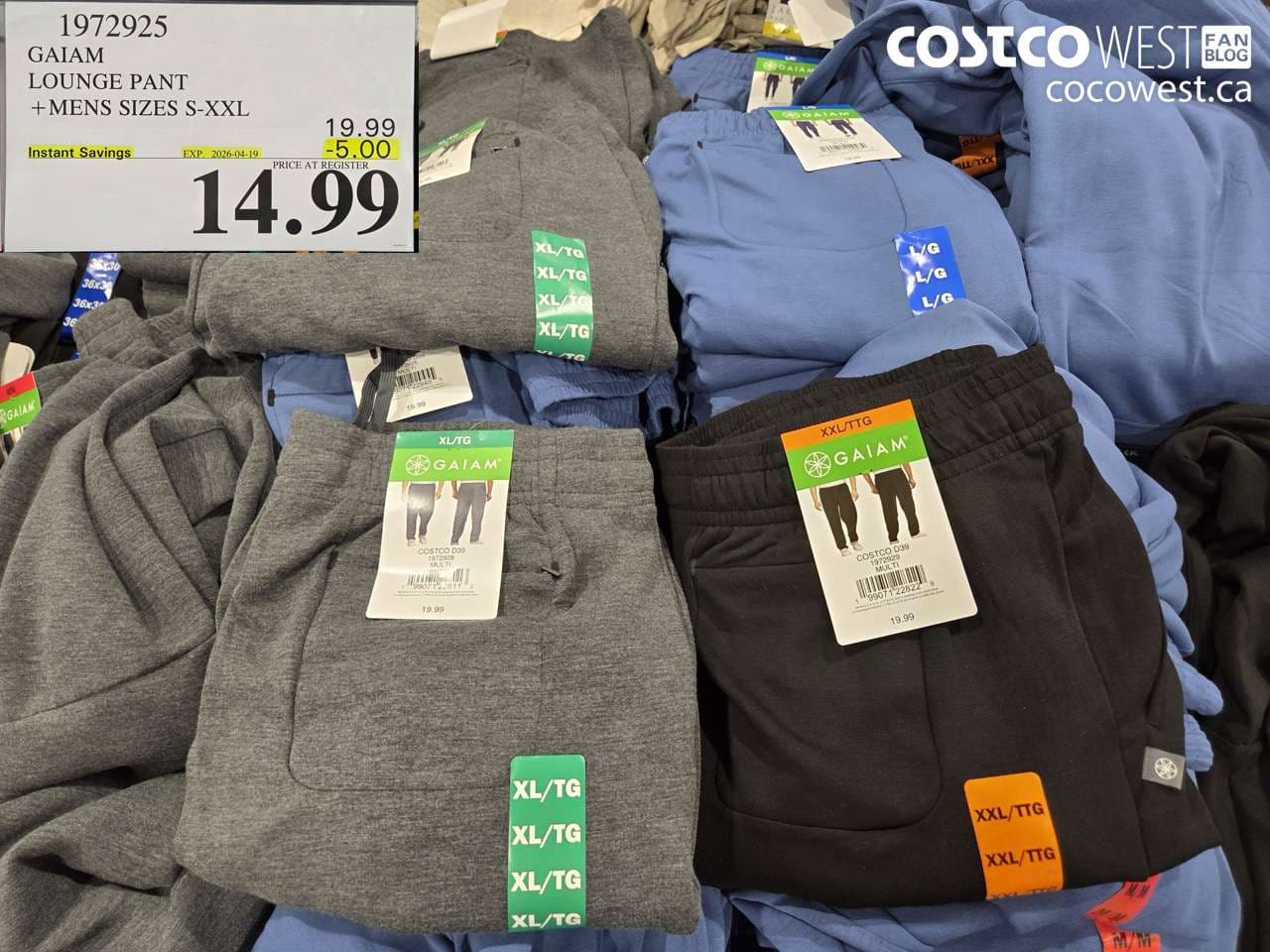 GAIAM LOUNGE PANT + MENS SIZES S-XXL