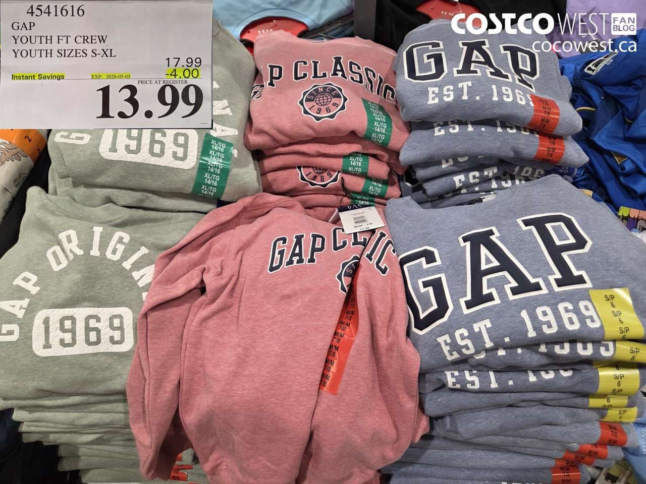 gap youth ft crew youth sizes sxl