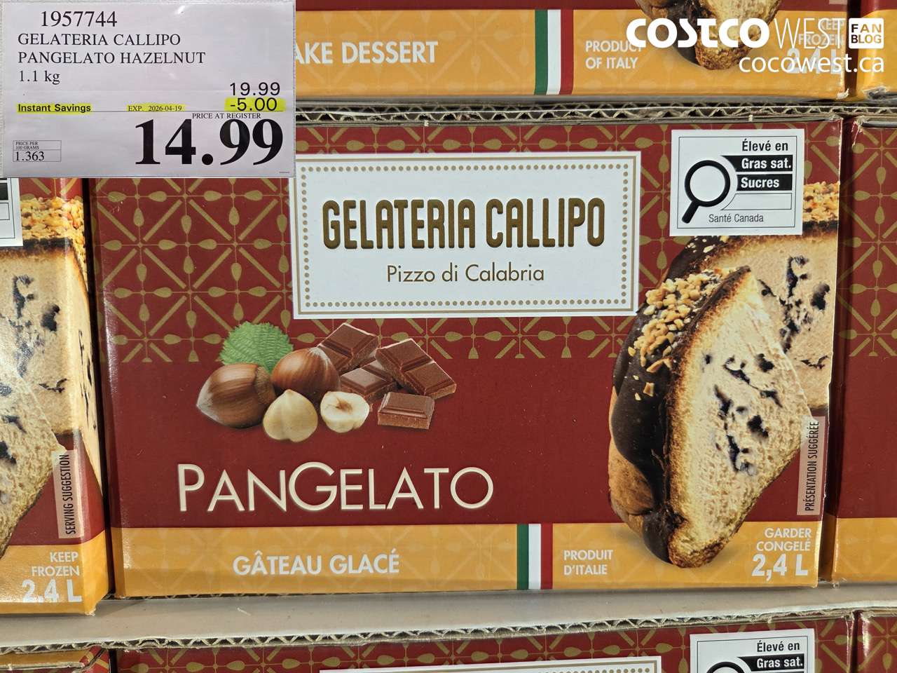 GELATERIA CALLIPO PANGELATO HAZELNUT 1.1 KG