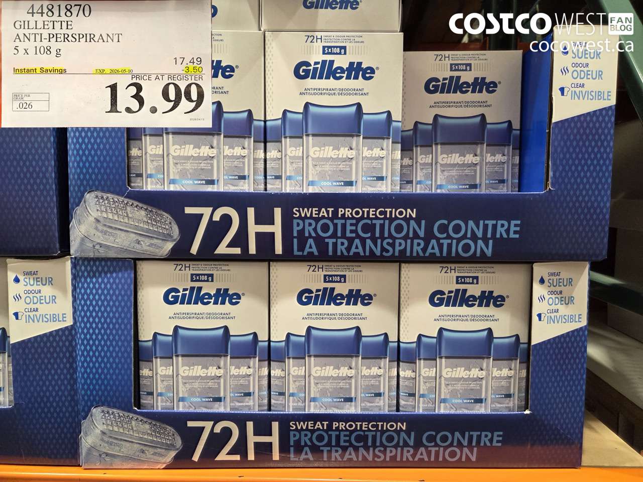 gillette antiperspirant 5 x 108 g