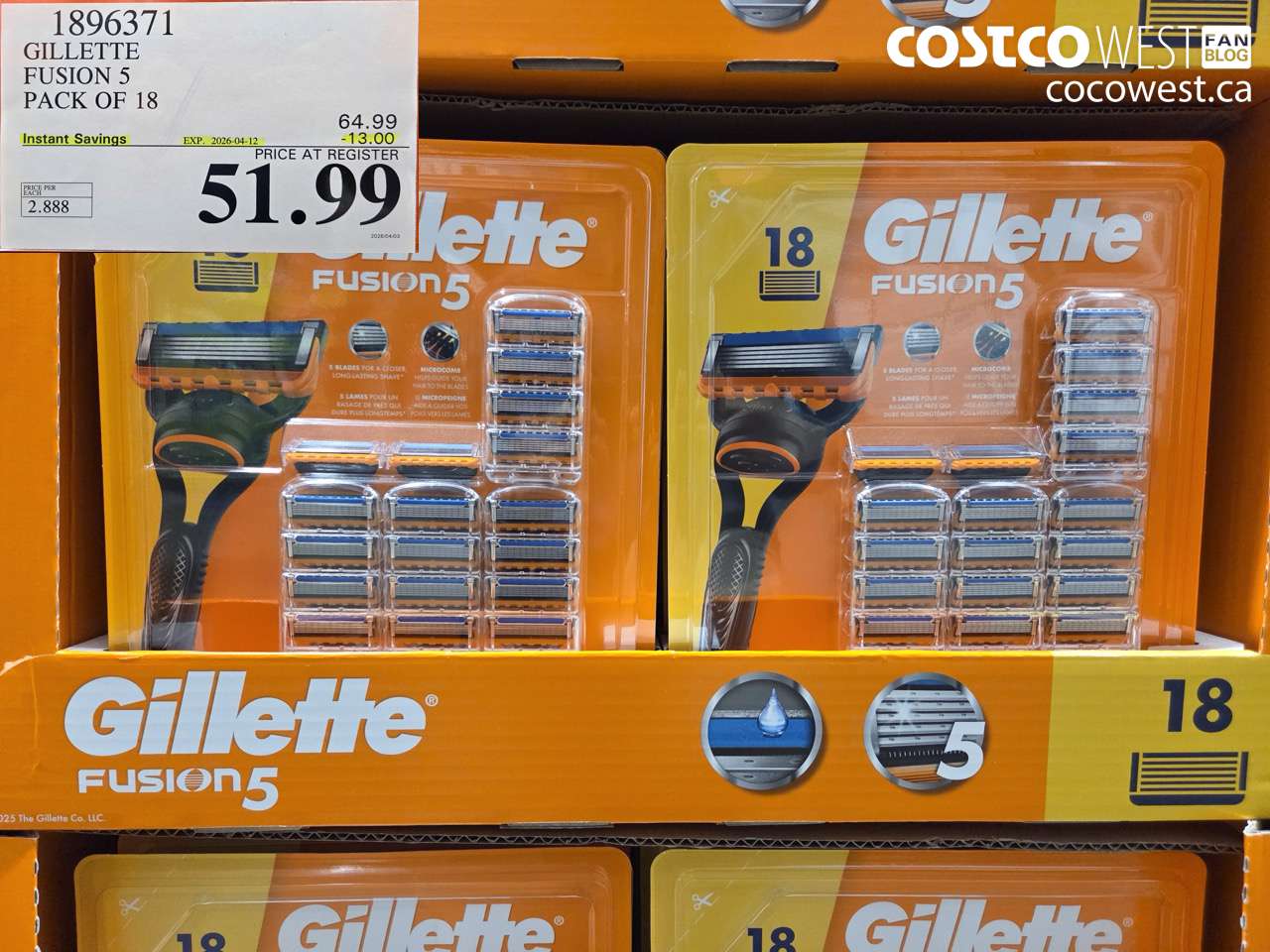 gillette fusion 5 pack of 18