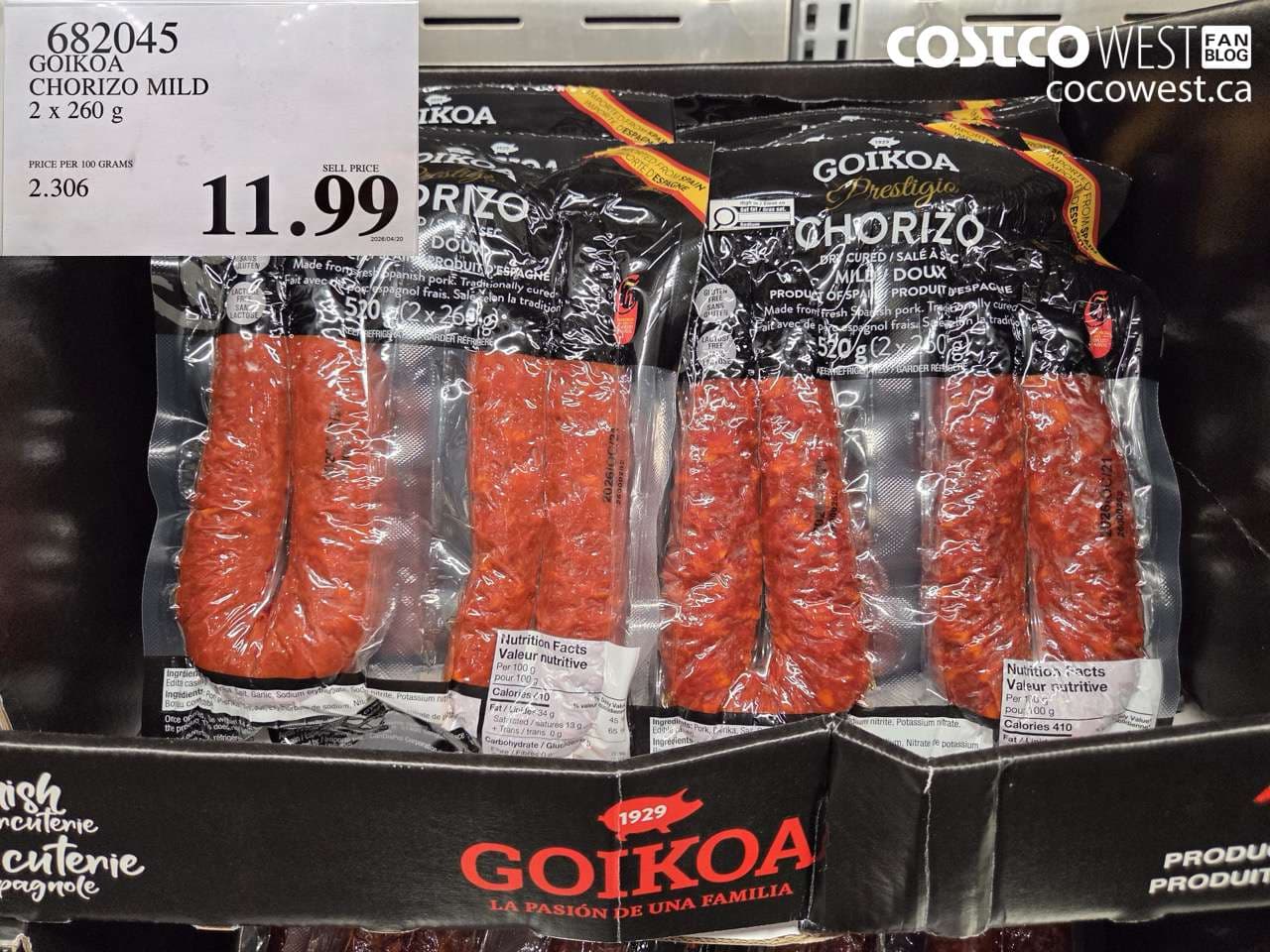 GOIKOA CHORIZO MILD 2 X 260G
