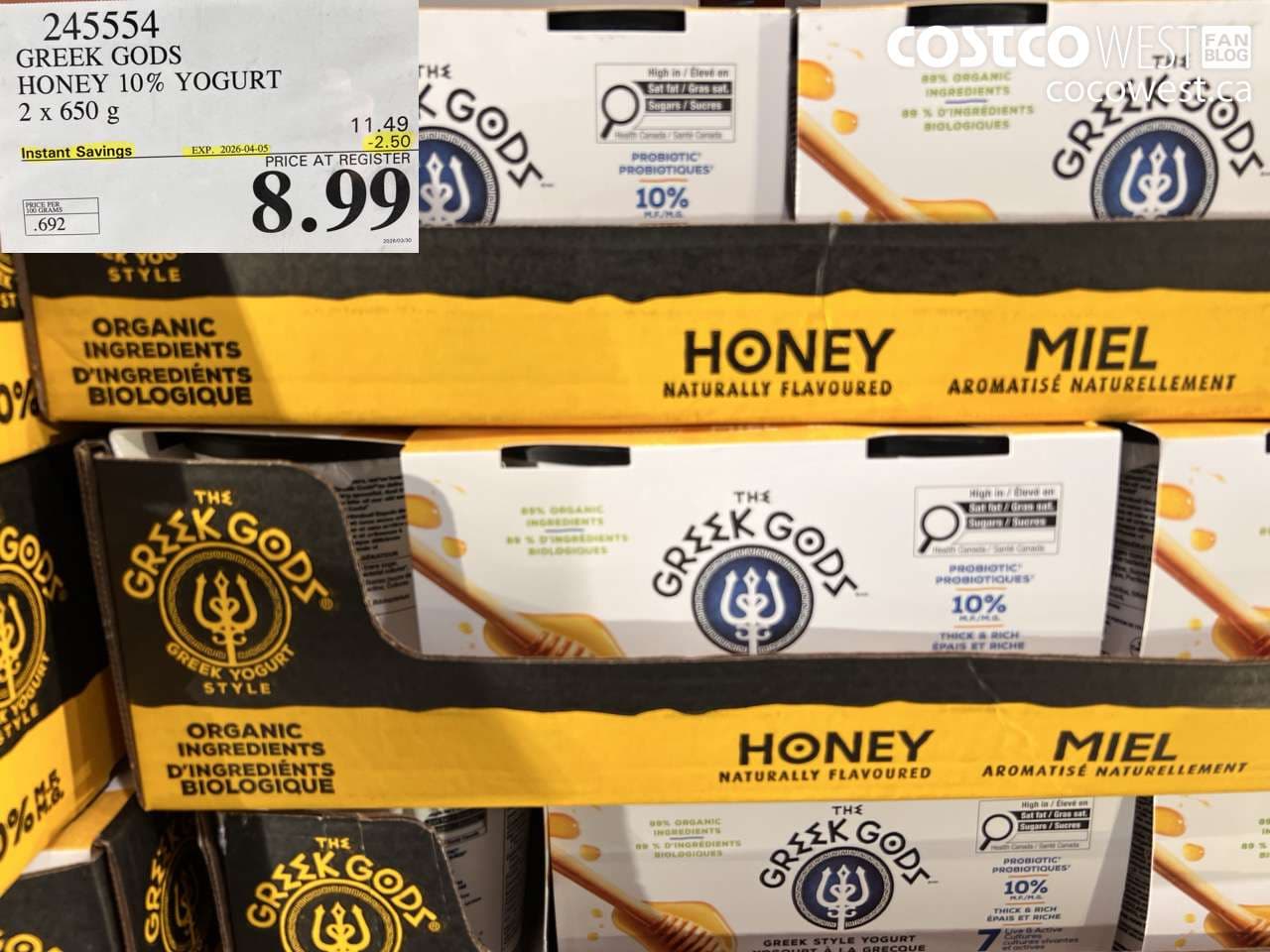greek gods honey 10 yogurt 2 x 650 g