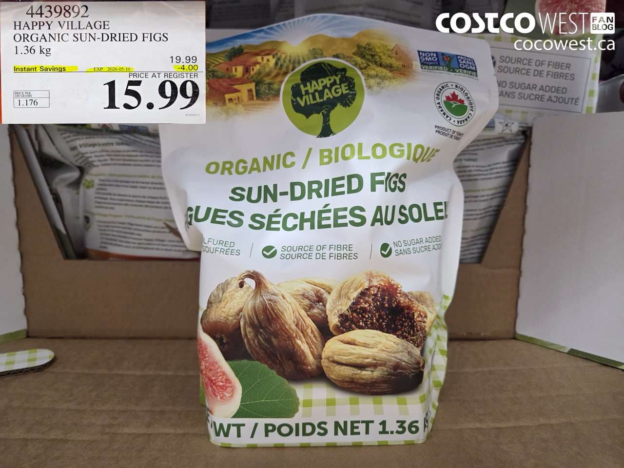 HAPPY VILLAGE ORGANIC SUN-DRIED FIGS 1.36KG