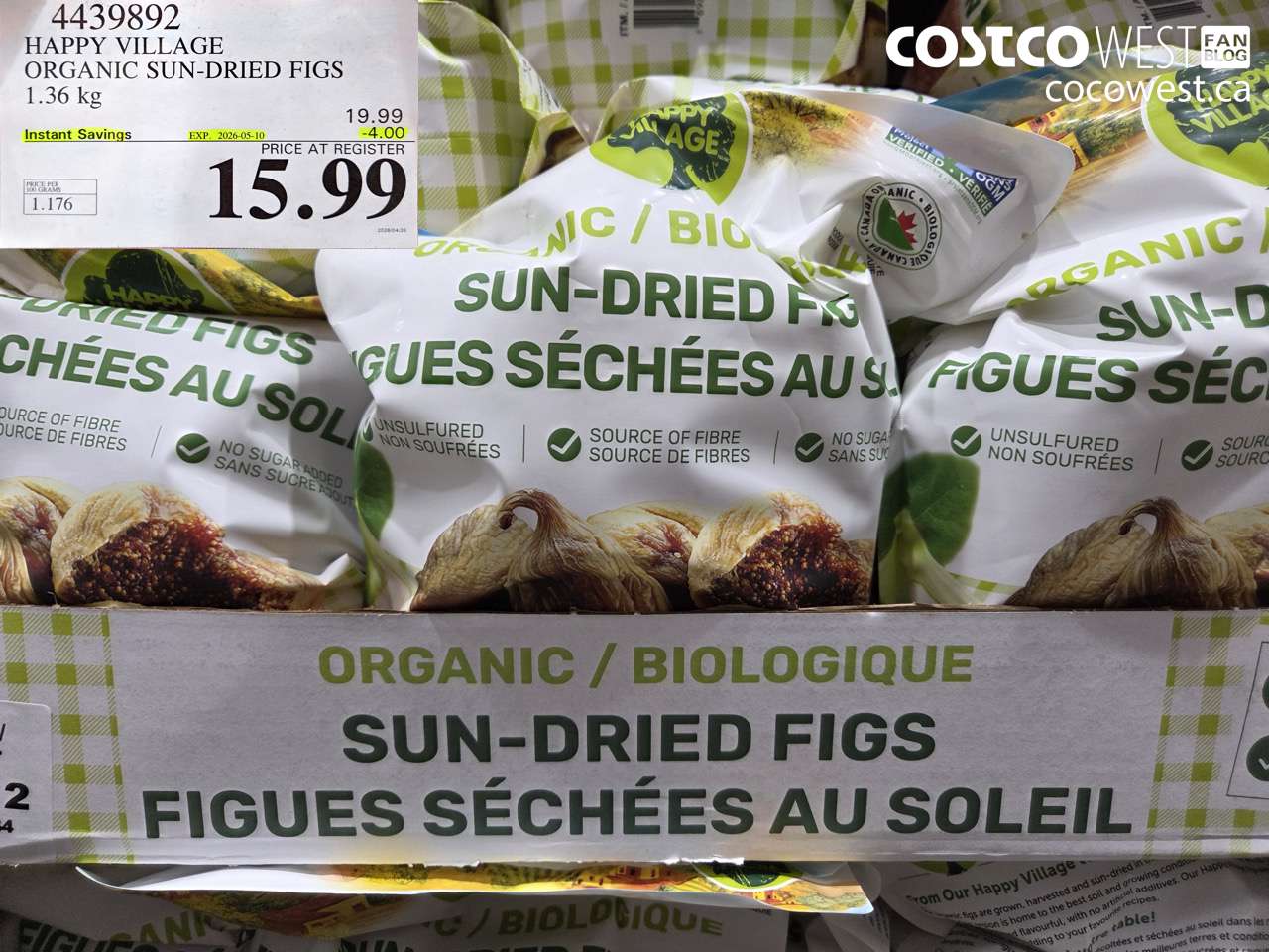 HAPPY VILLAGE ORGANIC SUN-DRIED FIGS 1.36KG