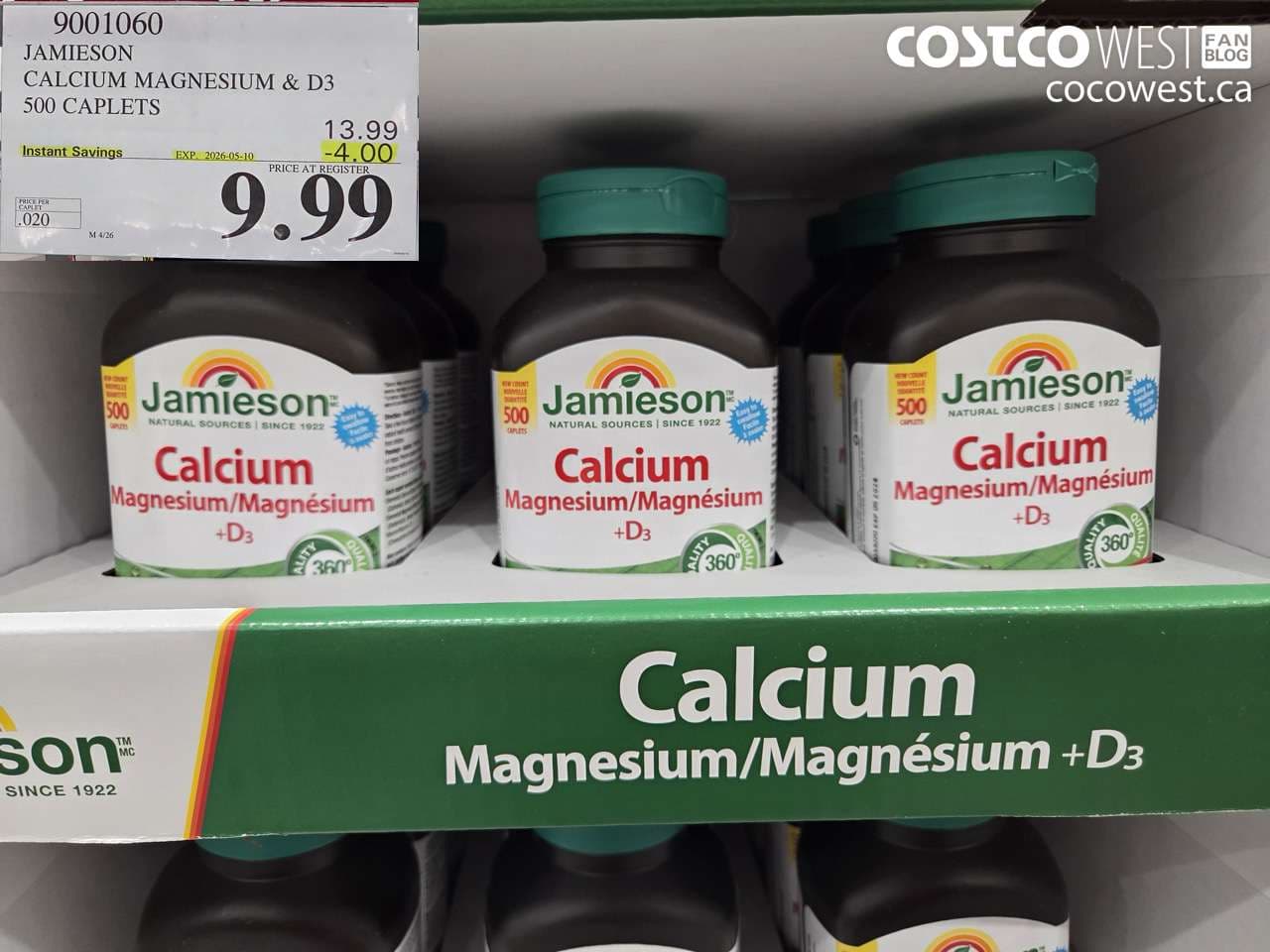 jamieson calcium magnesium  d3 500 caplets