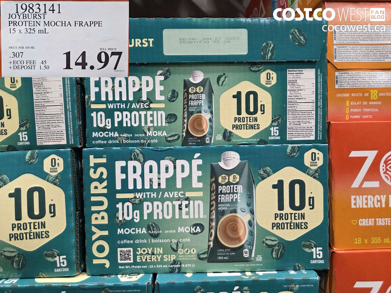 joyburst protein mocha frappe 15 x 325 ml