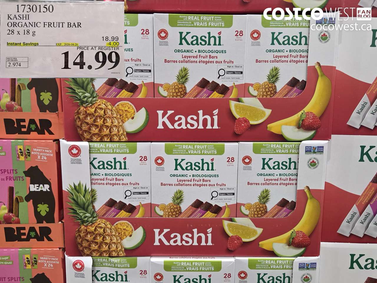 kashi organic fruit bar 28 x 18 g