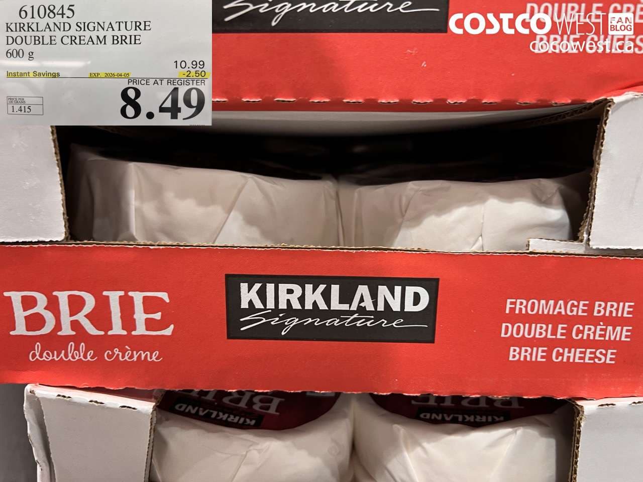 kirkland signature double cream brie 600g