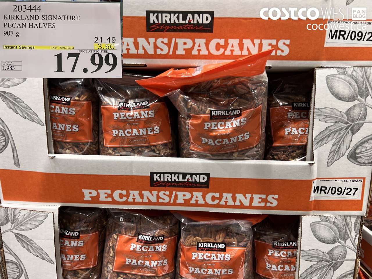 KIRKLAND SIGNATURE PECAN HALVES 907G