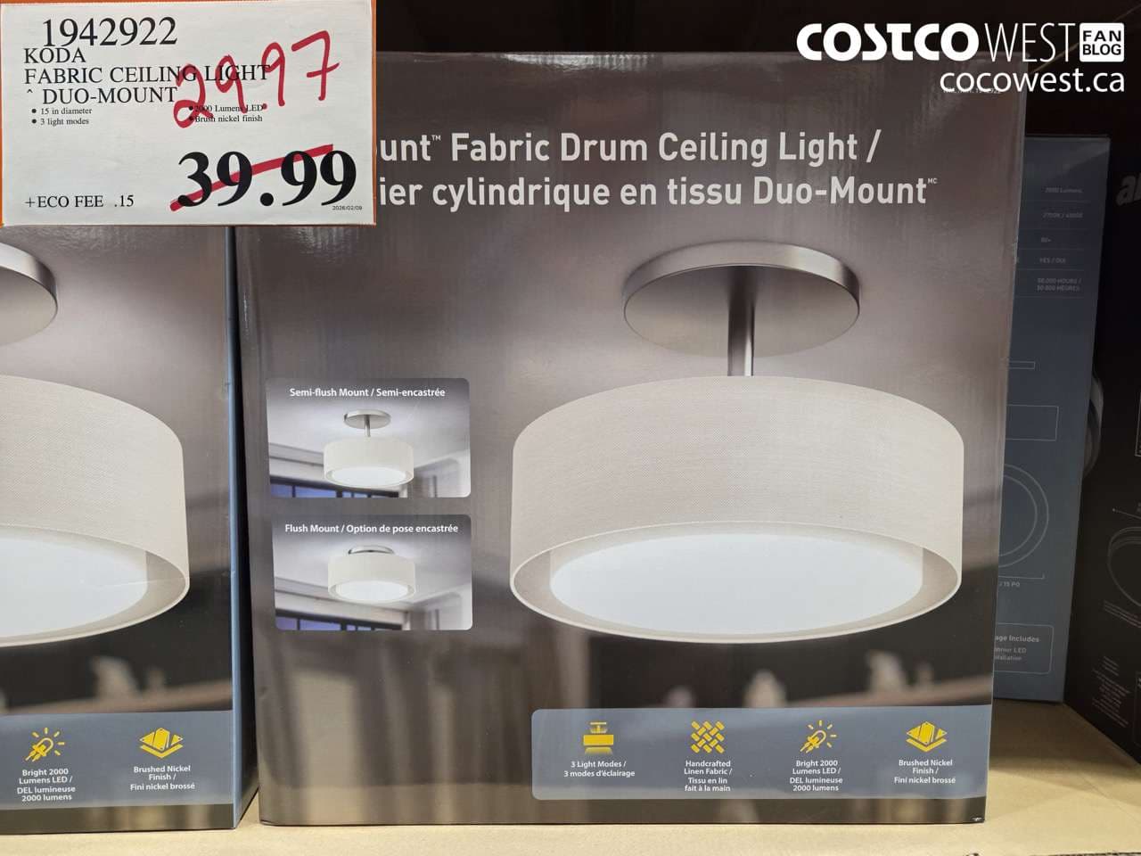 koda fabric ceiling light duomount