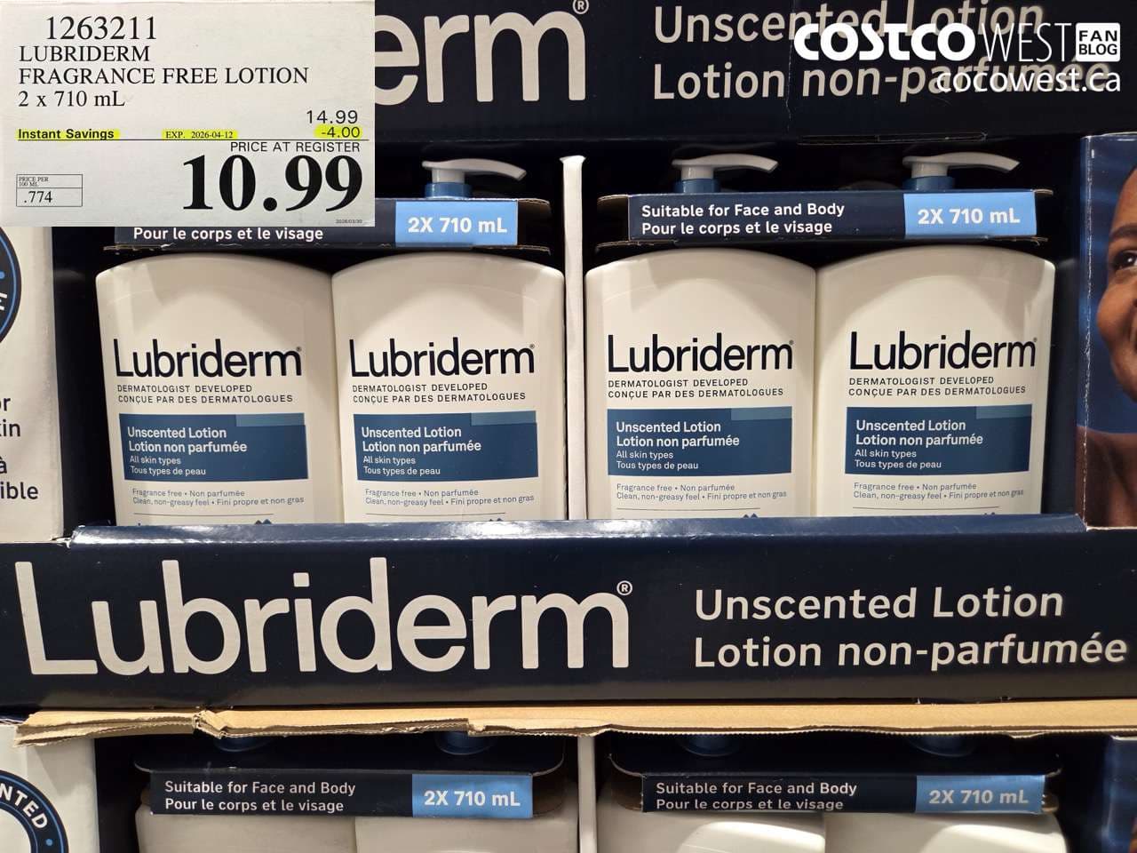 lubriderm fragrance free lotion 2 x 710 ml