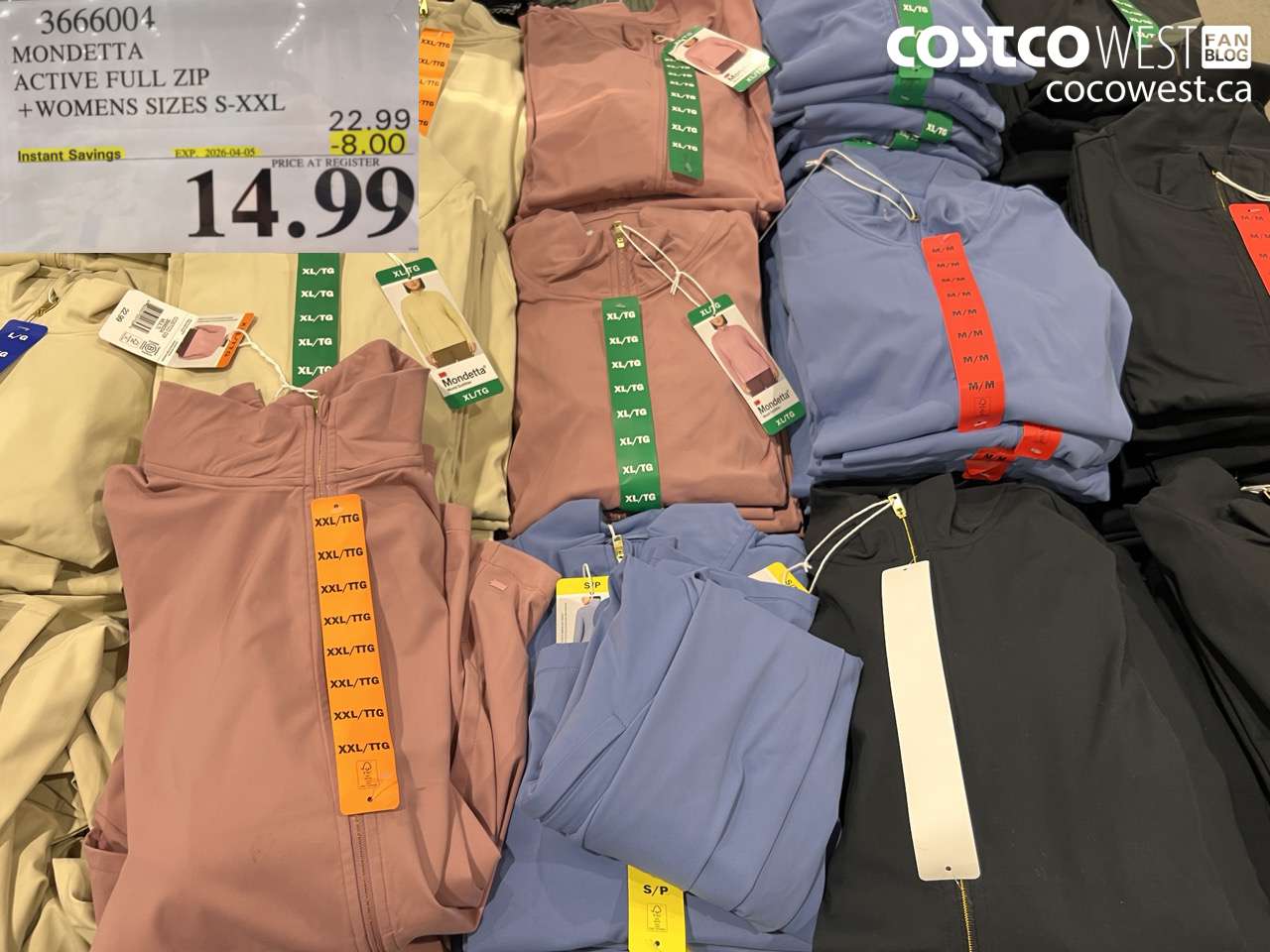 MONDETTA ACTIVE FULL ZIP + WOMENS SIZES S-XXL