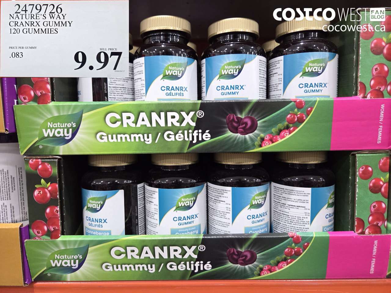 natures way cranrx gummy 120 gummies