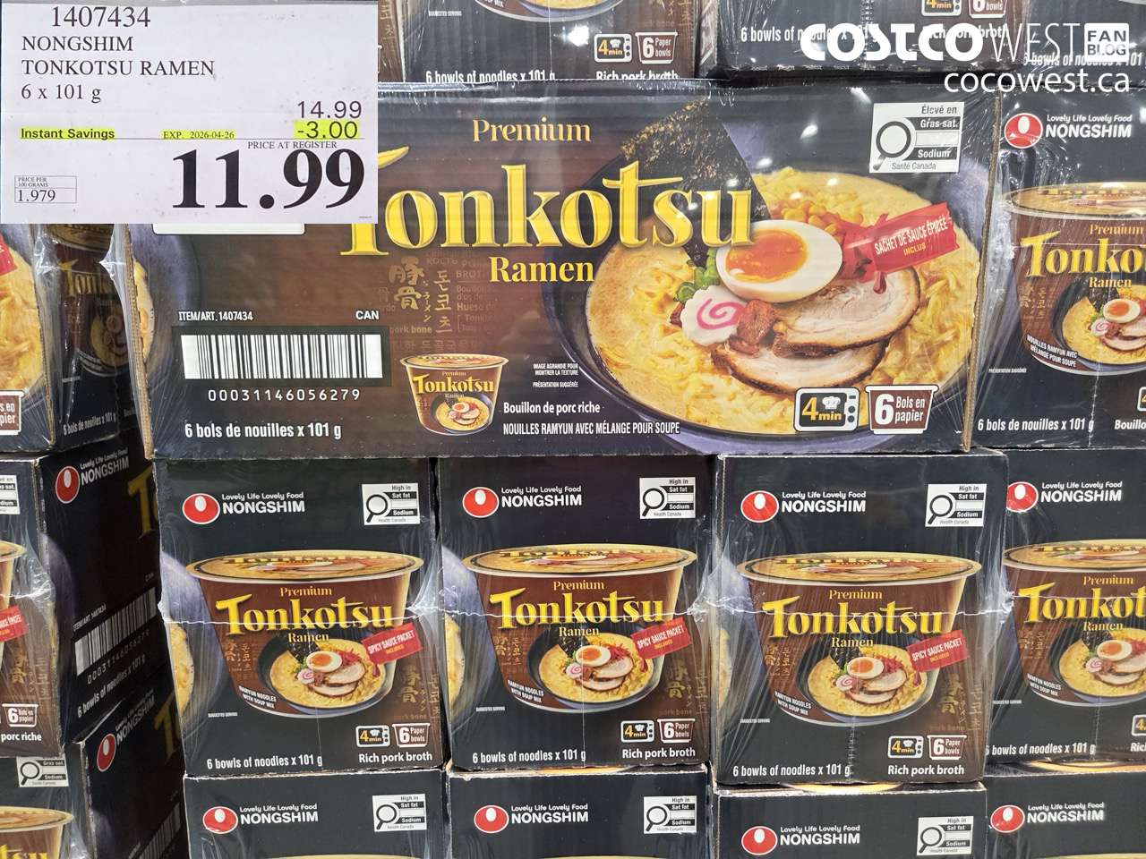nongshim tonkotsu ramen 6 x 101g