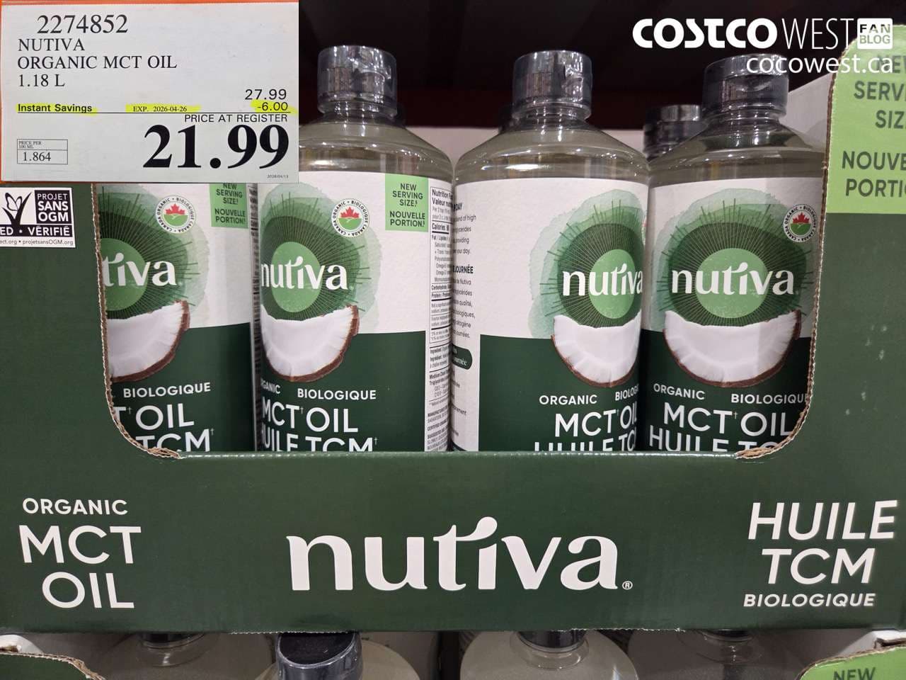 NUTIVA ORGANIC MCT OIL 1.18 L
