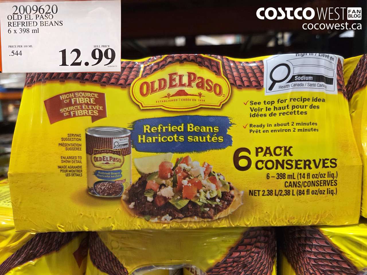 OLD EL PASO REFRIED BEANS 6 X 398 ML
