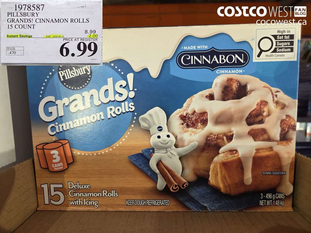 PILLSBURY GRANDS! CINNAMON ROLLS 15 COUNT