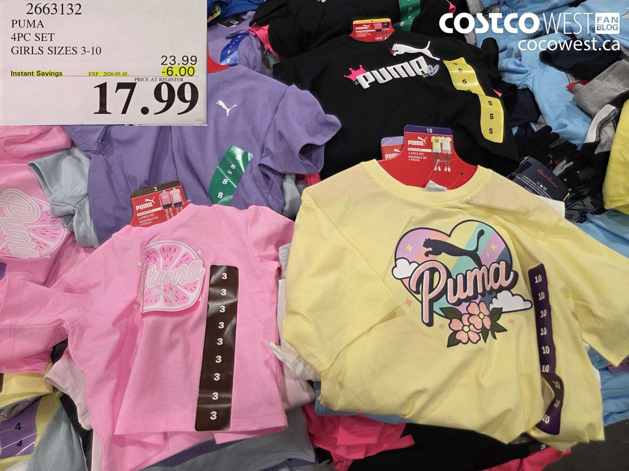 puma 4pc set girls sizes 310