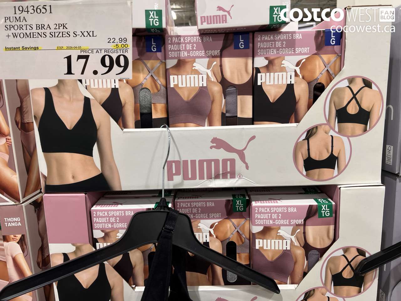 PUMA SPORTS BRA 2PK + WOMENS SIZES S-XXL