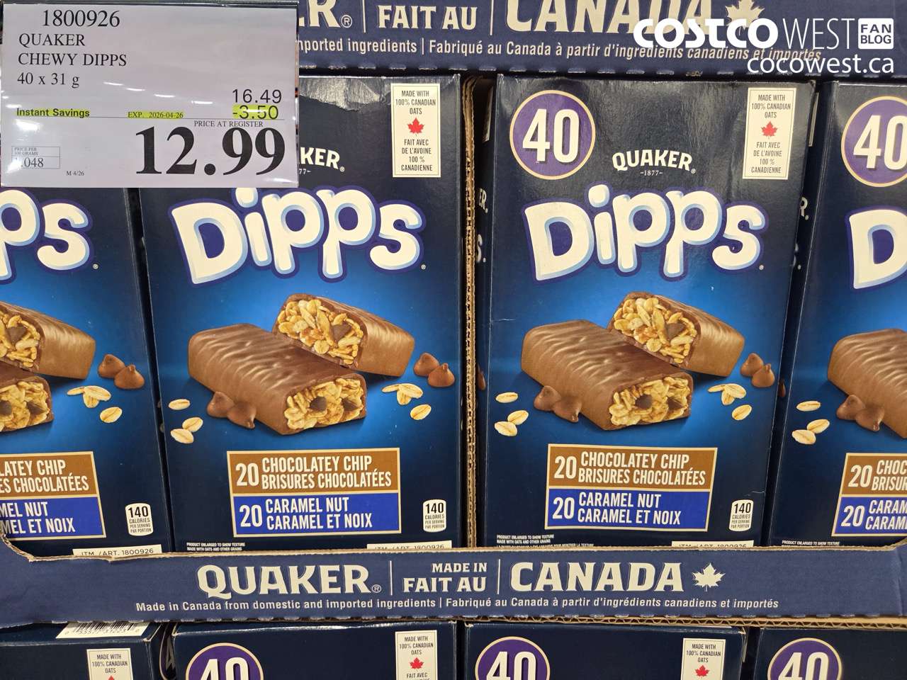 QUAKER CHEWY DIPPS 40 X 31 G