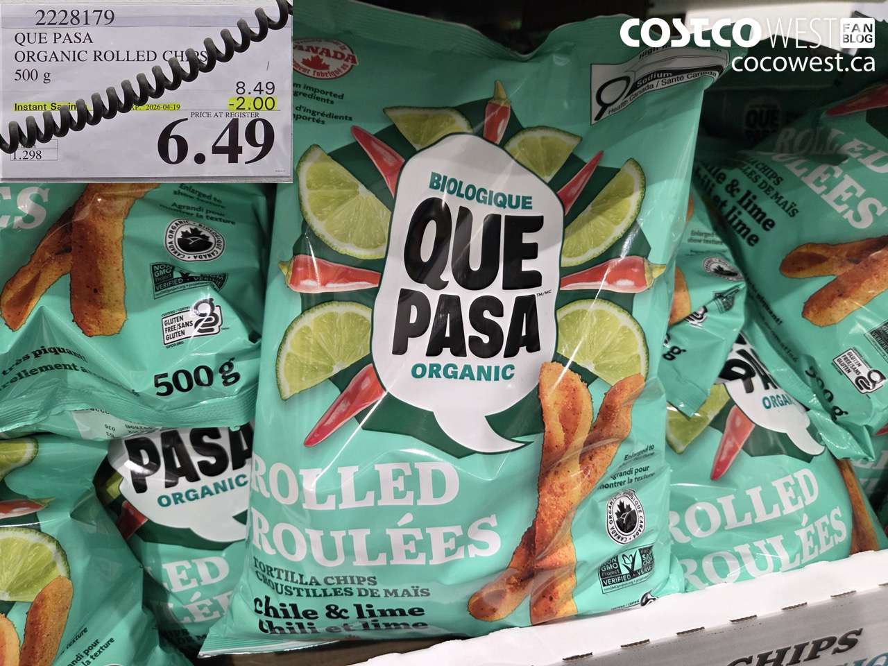 QUE PASA ORGANIC ROLLED CHIPS 500 G