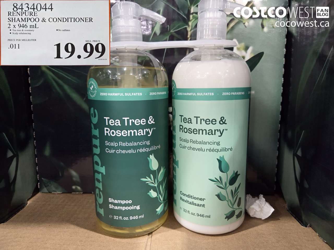 RENPURE SHAMPOO & CONDITIONER 2 X 946ML