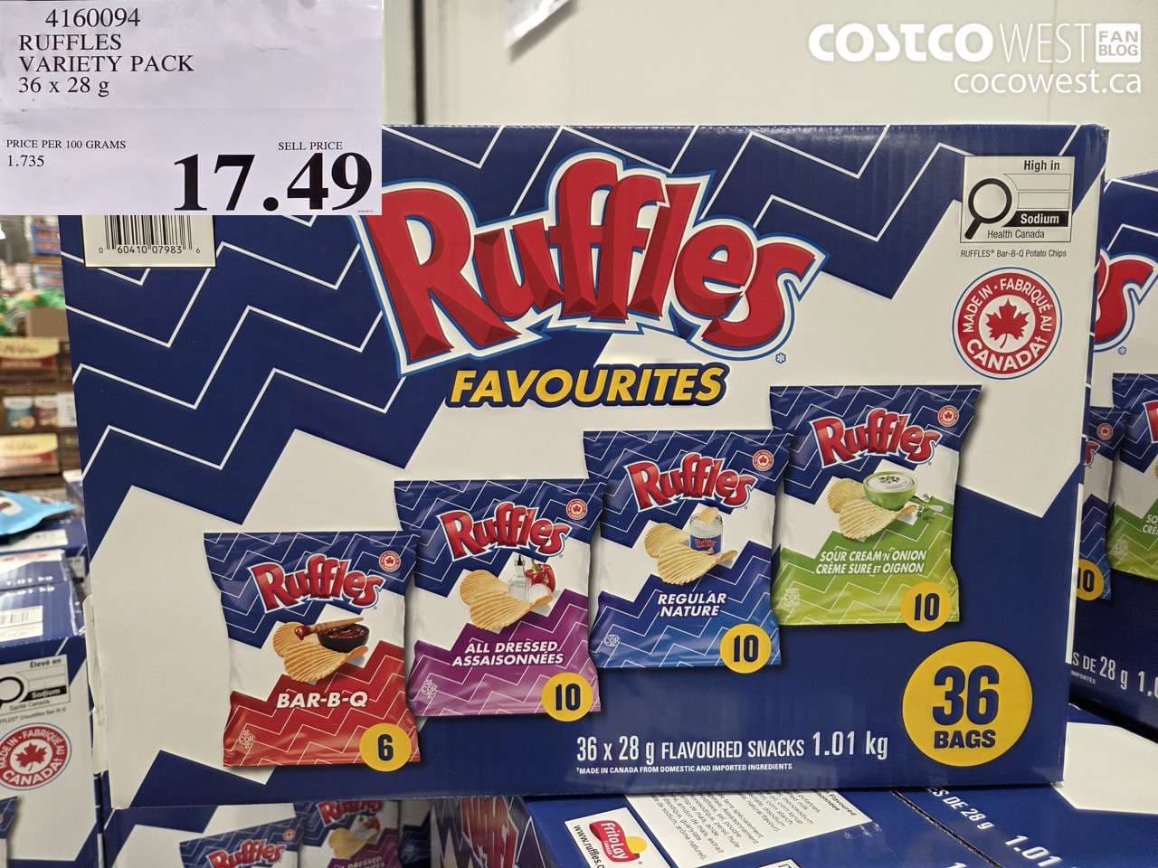 ruffles variety pack 36 x 28 g