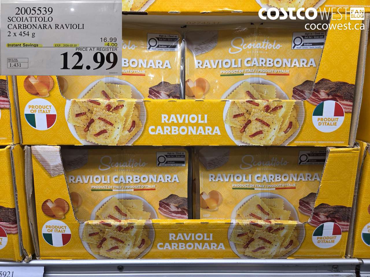 SCOIATTOLO CARBONARA RAVIOLI 2 X 454G