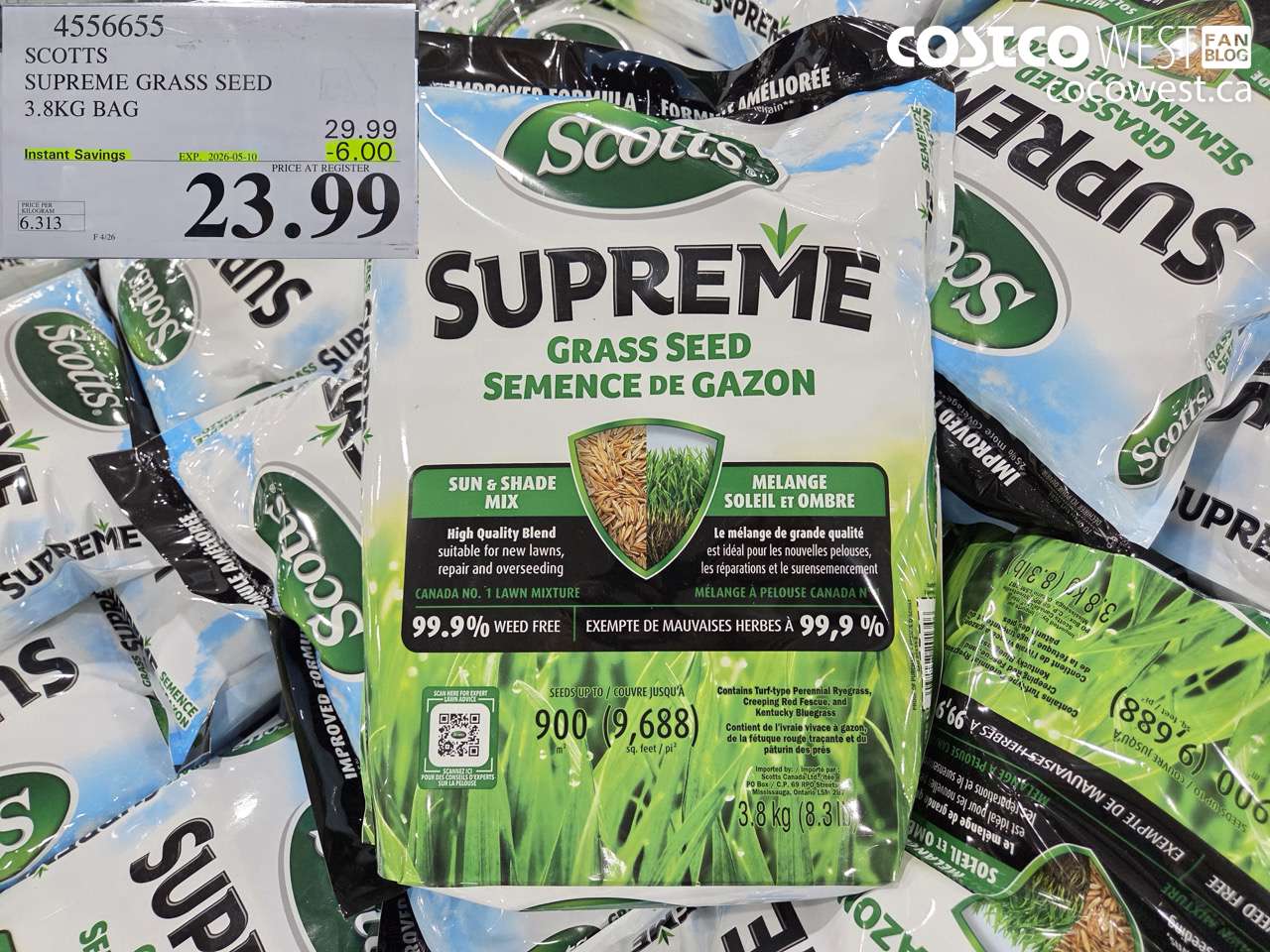 SCOTTS SUPREME GRASS SEED 3.8KG BAG
