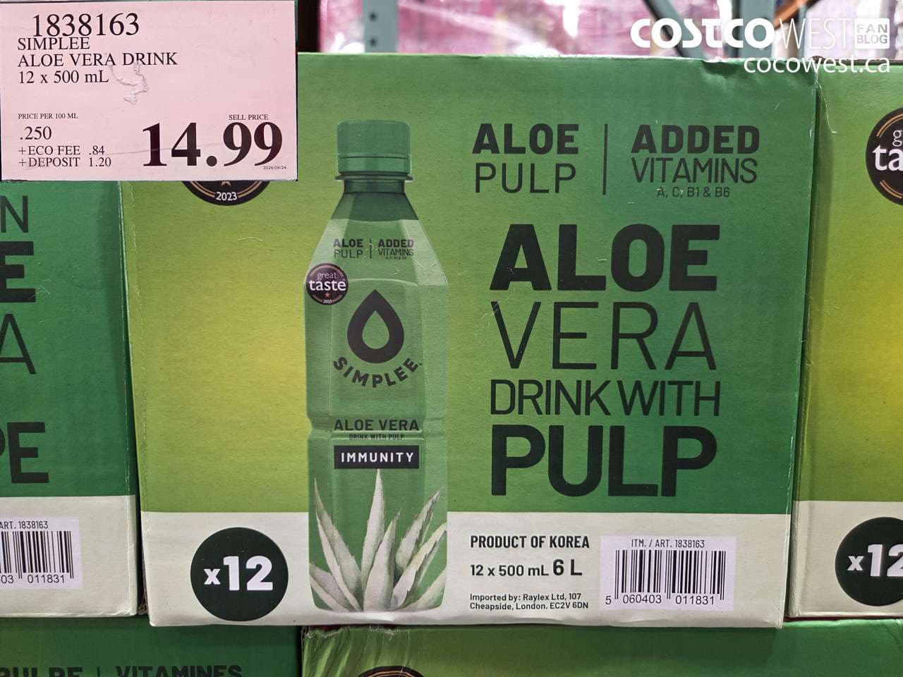SIMPLEE ALOE VERA DRINK 12 X 500 ML
