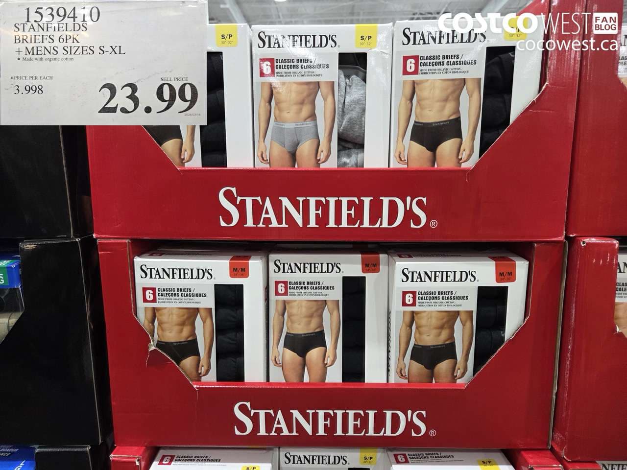 STANFIELDS BRIEFS 6PK + MENS SIZES S-XL