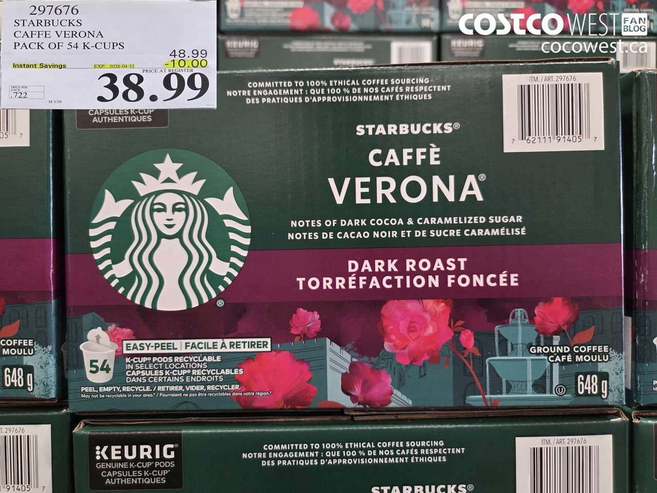 starbucks caffe verona pack of 54 kcups