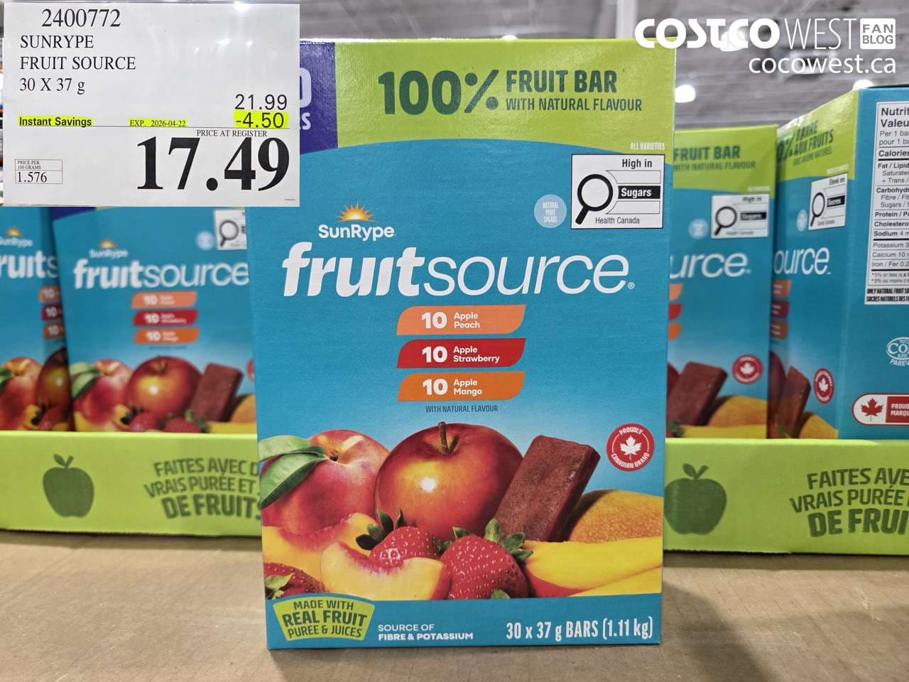 sunrype fruit source 30 x 37 g