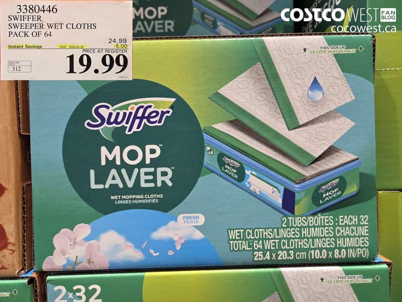 SWIFFER SWEEPER WET CLOTHS PACK OF 64