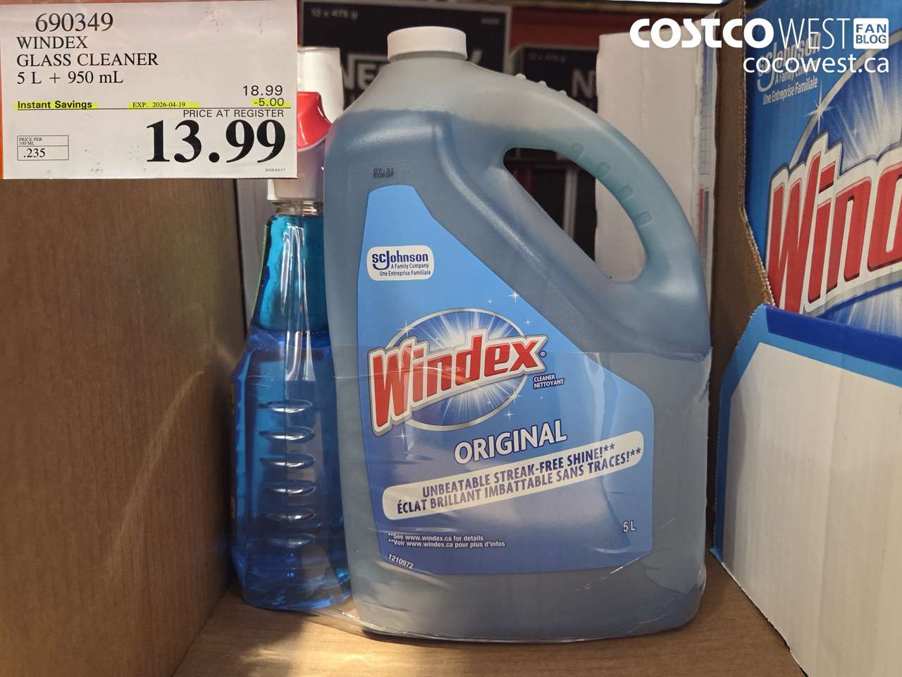WINDEX GLASS CLEANER 5 L + 950 ML