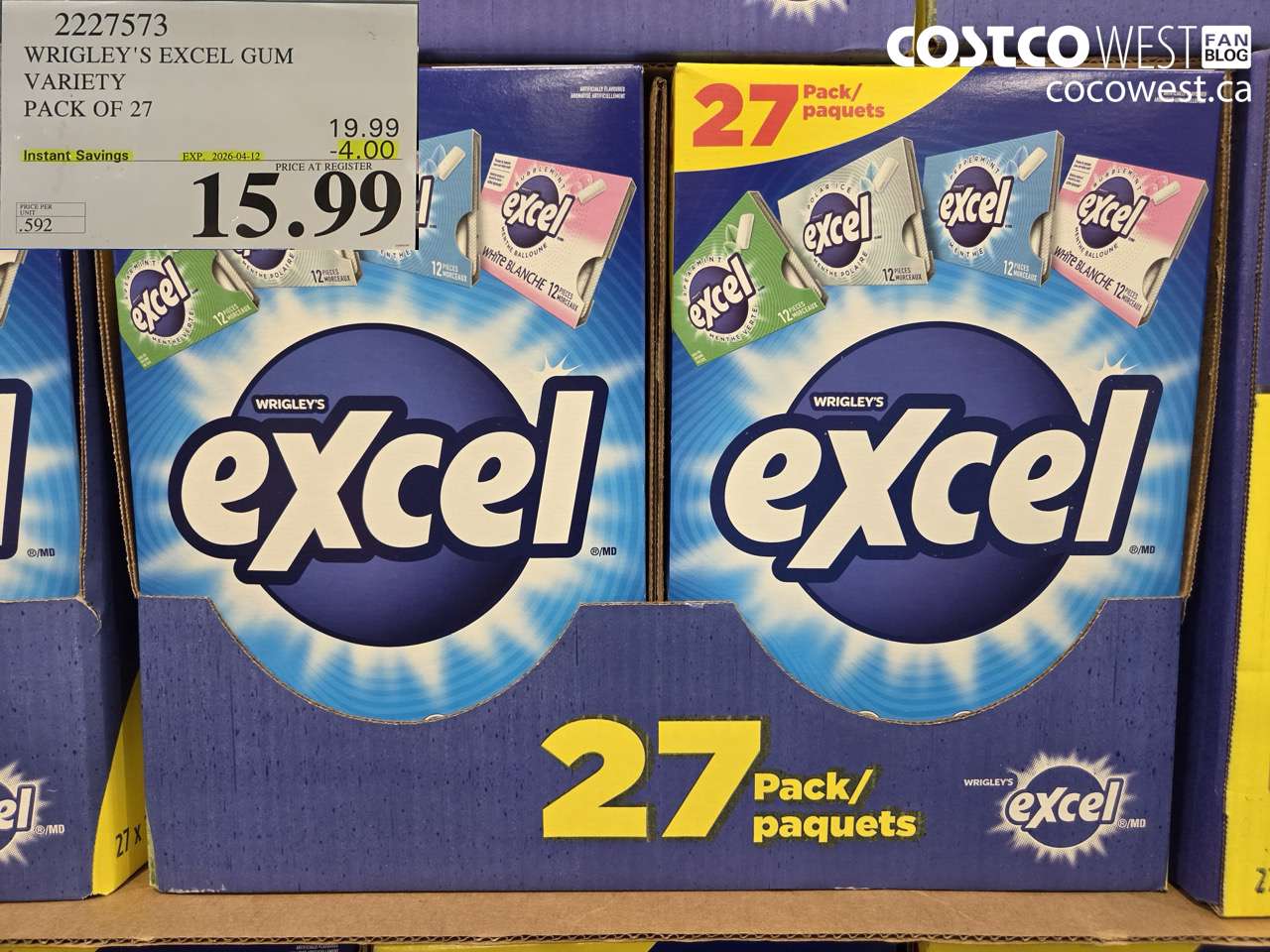 wrigleys excel gum variety pack of 27
