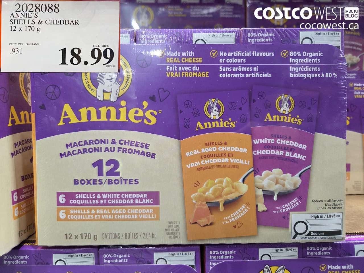 ANNIE’S SHELLS & CHEDDAR 12 X 170 G