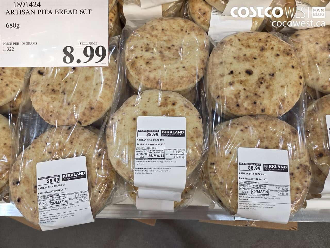 ARTISAN PITA BREAD 6CT 680G