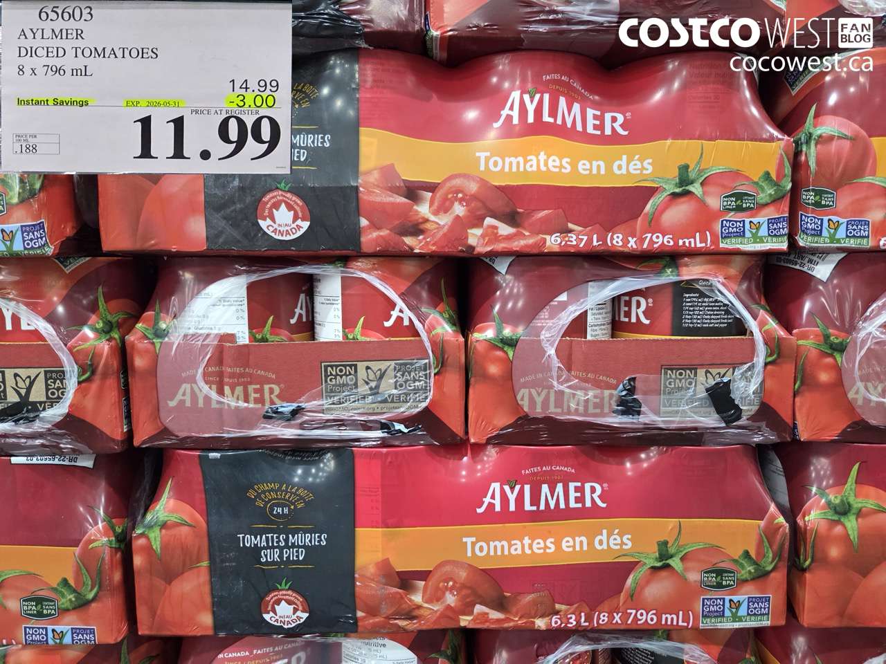 AYLMER DICED TOMATOES 8 X 796 ML