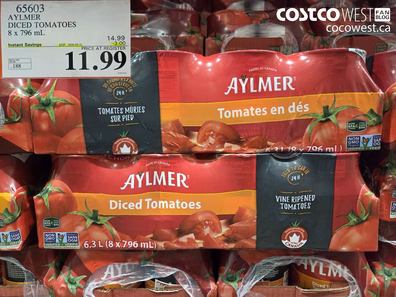 aylmer diced tomatoes 8 x 796 ml