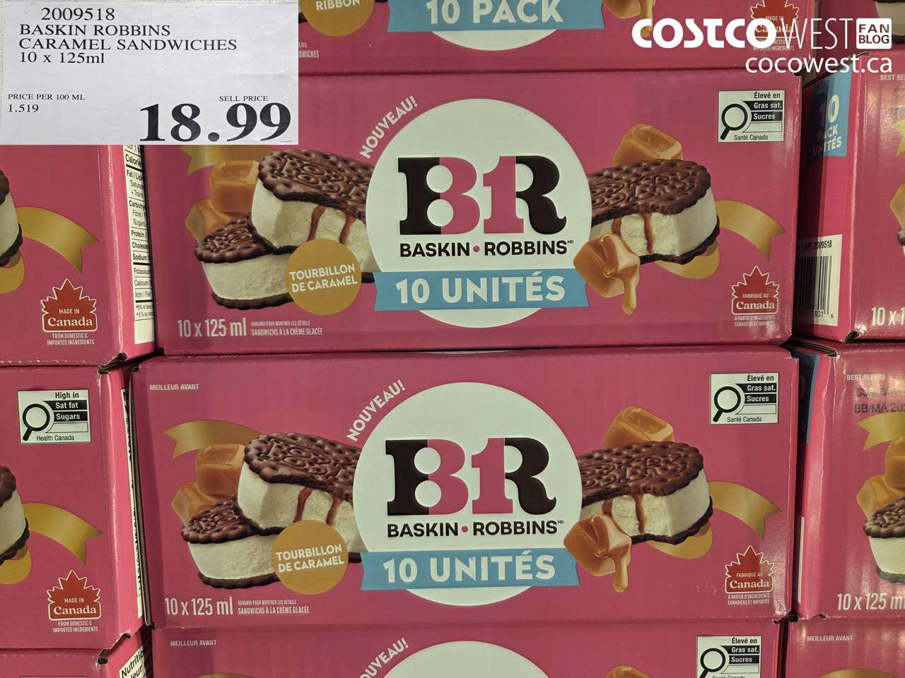 BASKIN ROBBINS CARAMEL SANDWICHES 10 X 125ML