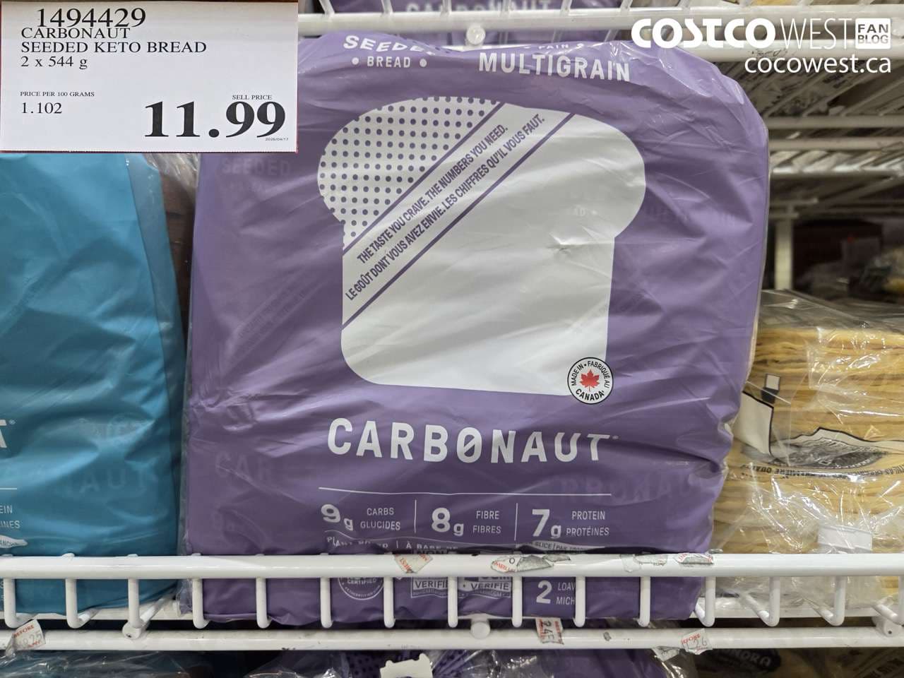 CARBONAUT SEEDED KETO BREAD 2 X 544 G