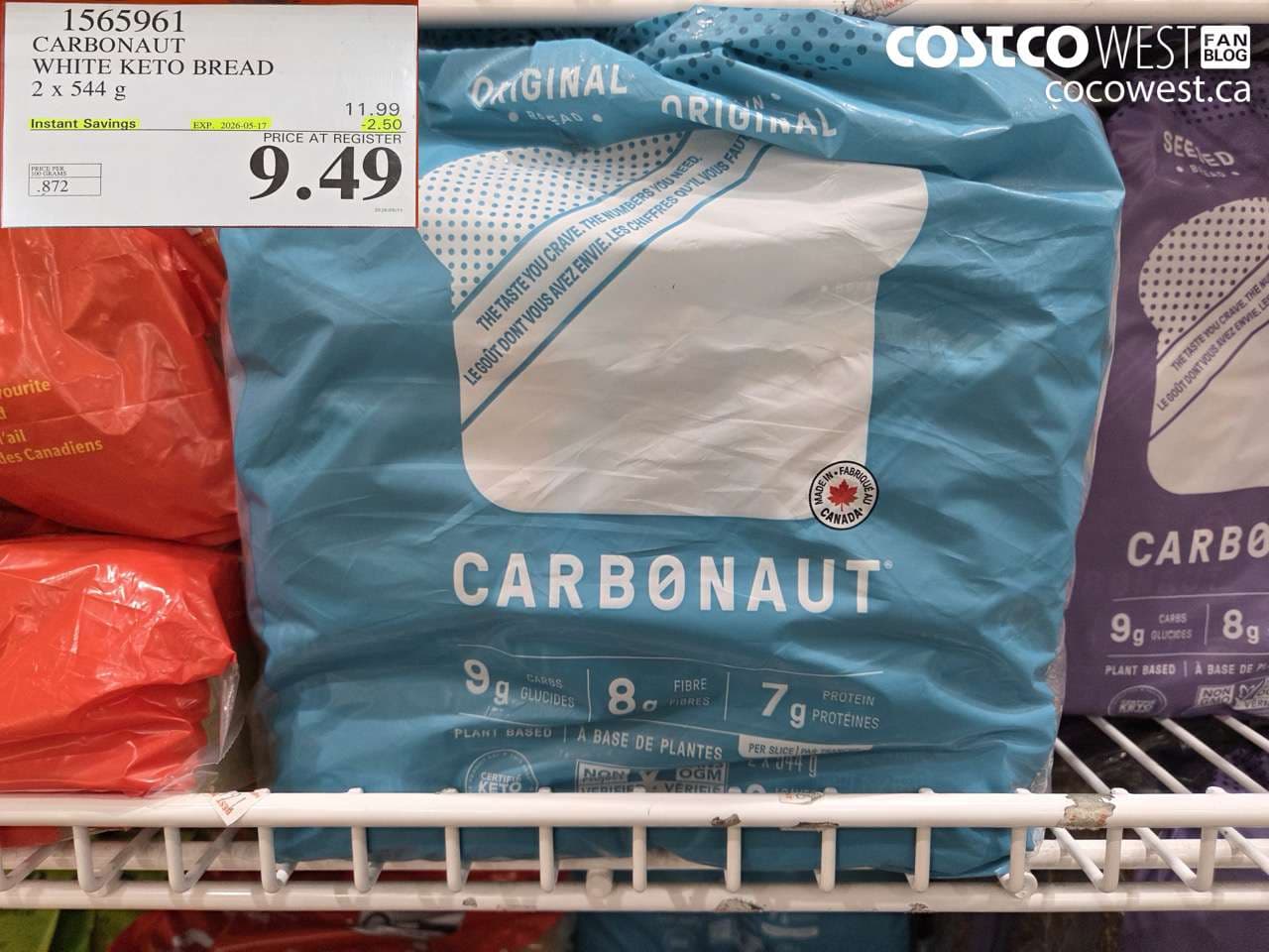 CARBONAUT WHITE KETO BREAD 2 X 544 G