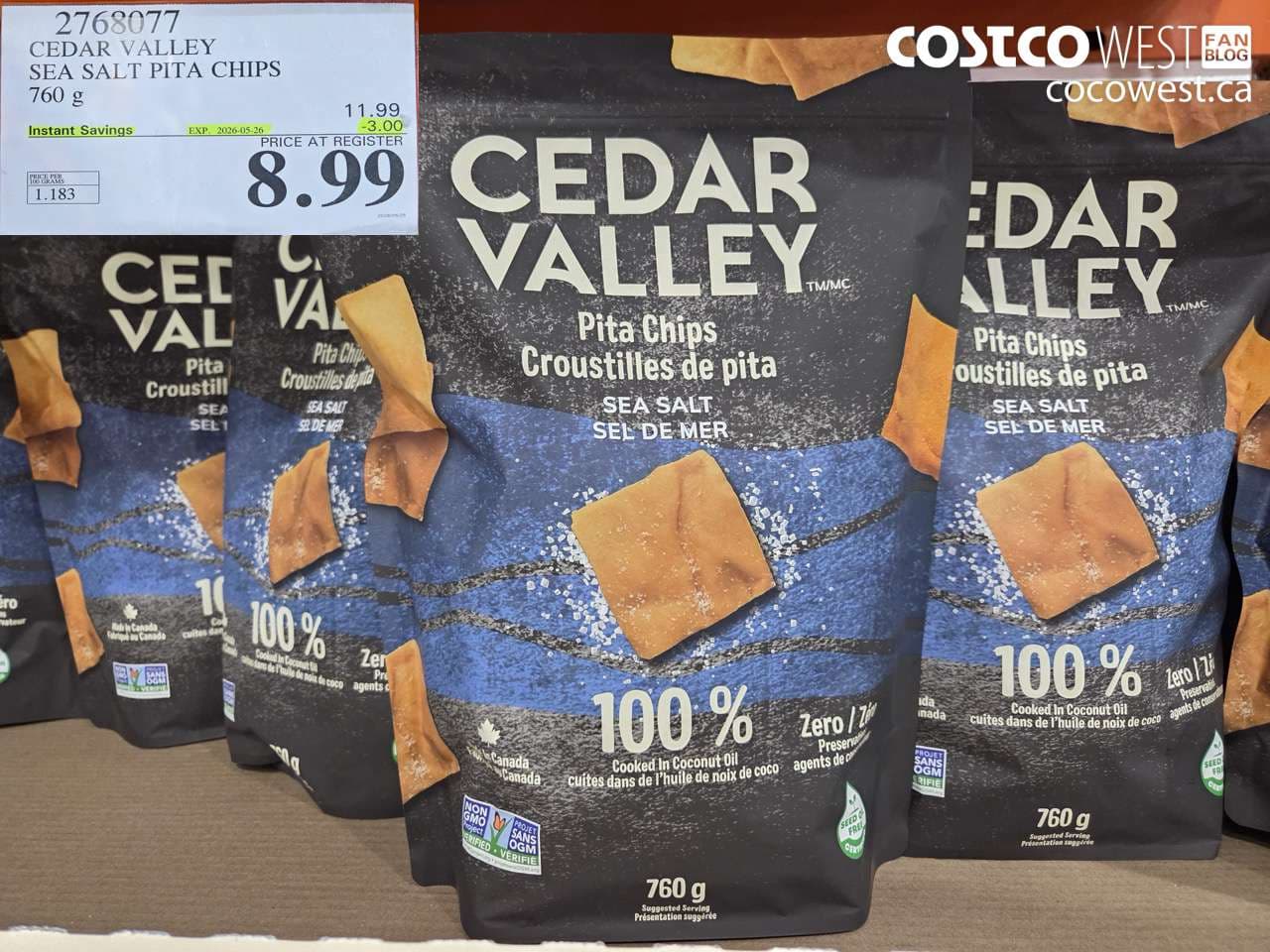 cedar valley sea salt pita chips 760 g